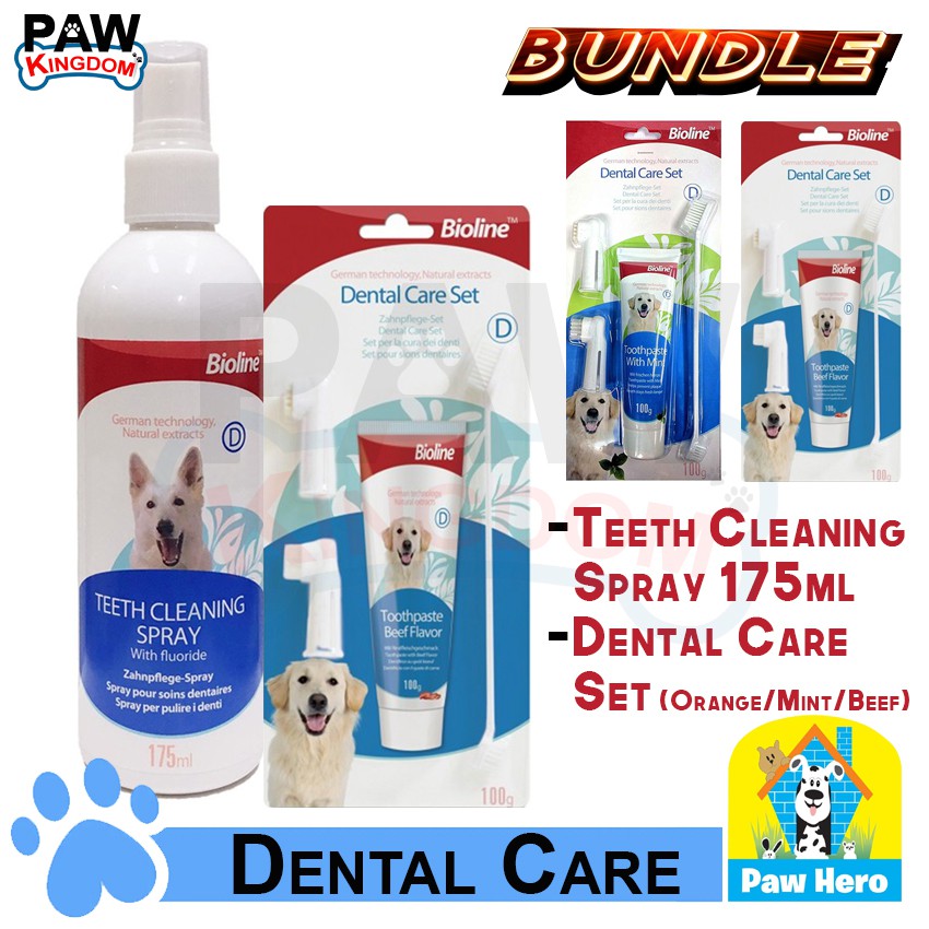 (BUNDLE) Bioline Dog Teeth Cleaning Spray 175ml WITH Bioline Dental