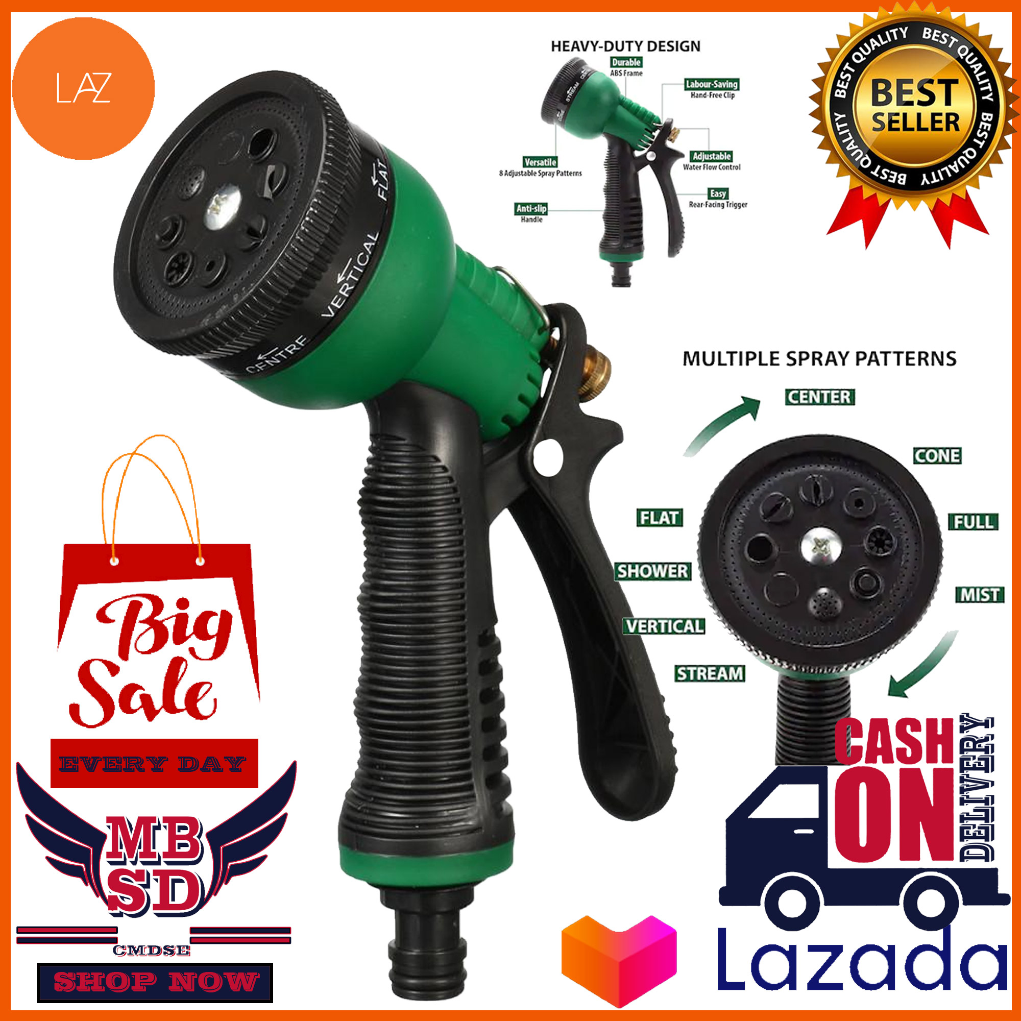 Cleaning & Car Washing YESTAR Hose Nozzle Garden with 8 Spray Patterns,Heavy Duty Metal Water Hose Nozzle Sprayer,Best for Watering Lawns and Garden 