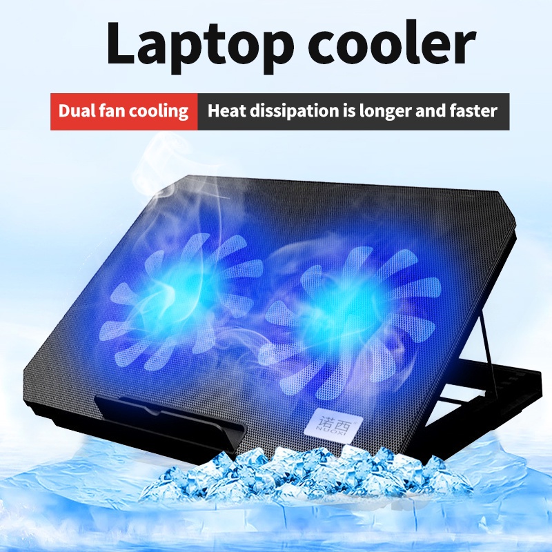 2/6 Fans Adjustable Foldable Laptop Cooler Pad Cooler Pad 9"17" LED