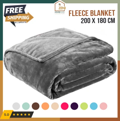 ZENI Microfiber King Size Fleece Blanket Super Soft Fluffy on Sale 200x180cm (Blanket Kumot) Plain Colors Pink, White, Black, Grey/Gray, Orange, Purple, Violet, Brown, Blue, Peach