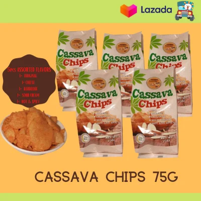 5pcs Cassava Chips 75g ASSORTED FLAVORS Original, Cheese, Barbeque, Sour Cream, Hot Spicy | Healthy Snack for the Family | Cassava Chips from Zamboanga | Local Chips from Philippines | Local Healthy Chips | Healthy Cassava Chips