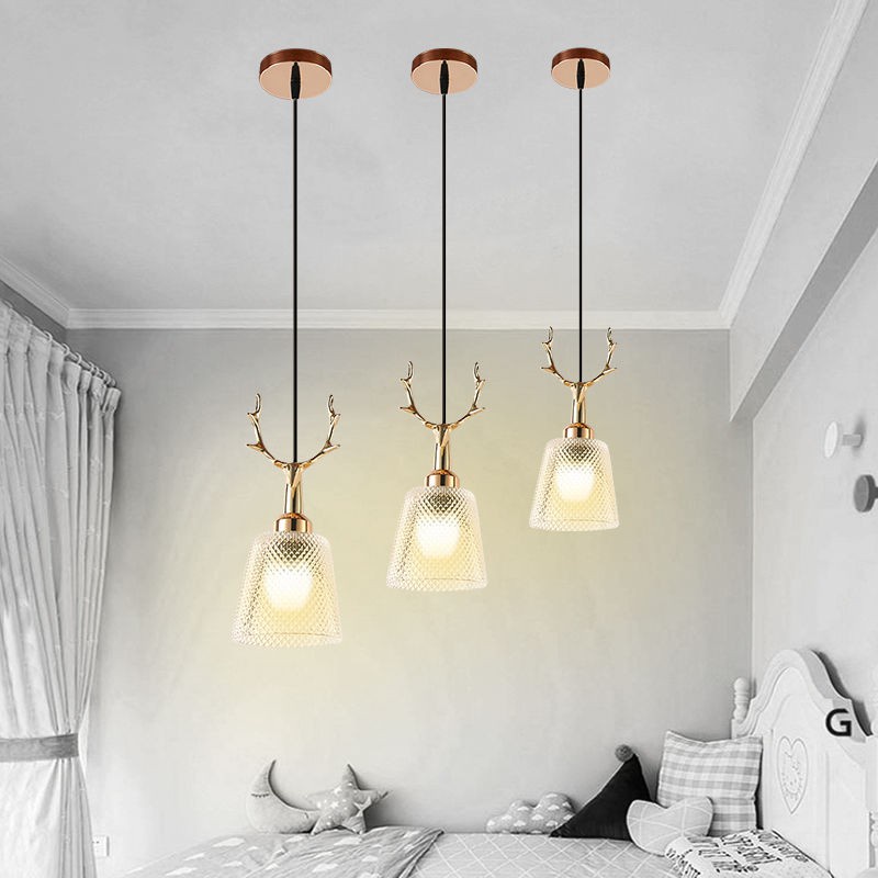 L&H [PH STOCK] Nordic chandelier, restaurant, bar, glass chandelier, modern golden deer head