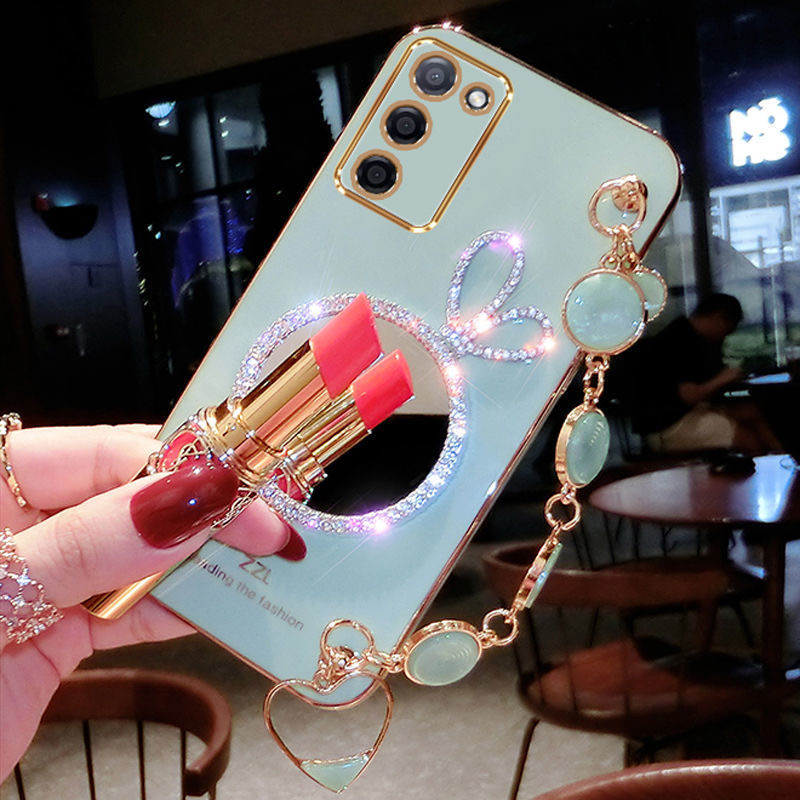 AnDyH Precise camera protection case For OPPO A55 cases Bunny makeup mirror with gemstone bracelet