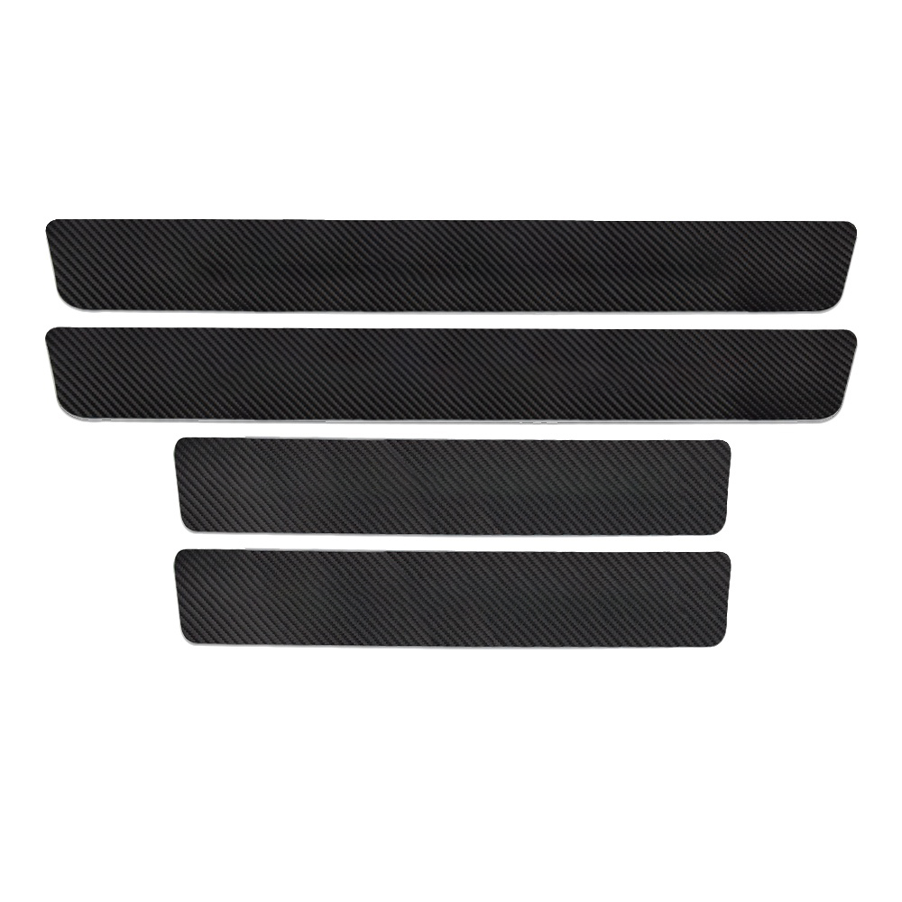 4PCS Car Door Sill Strip Anti Scratch Side Door Step Carbon Fiber Bumper Protector Sticker For