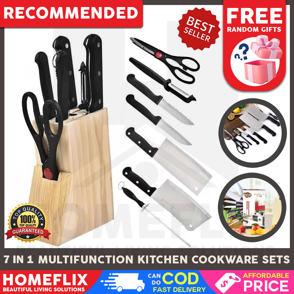 Homeflix knife set, 7 in 1 cooking utensil set, kusina set