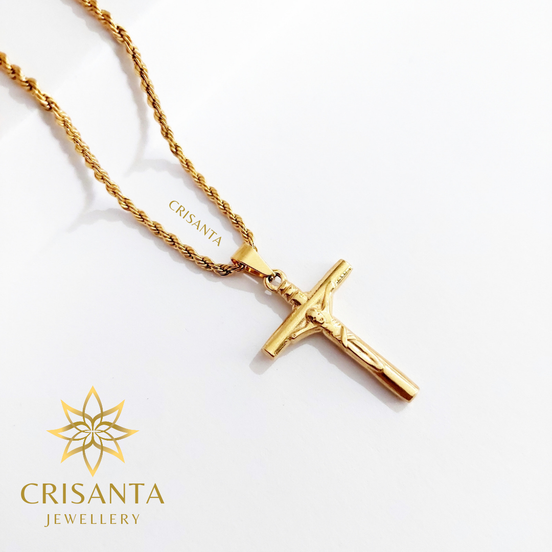 G-R Cross Necklace 18k Gold Plated 