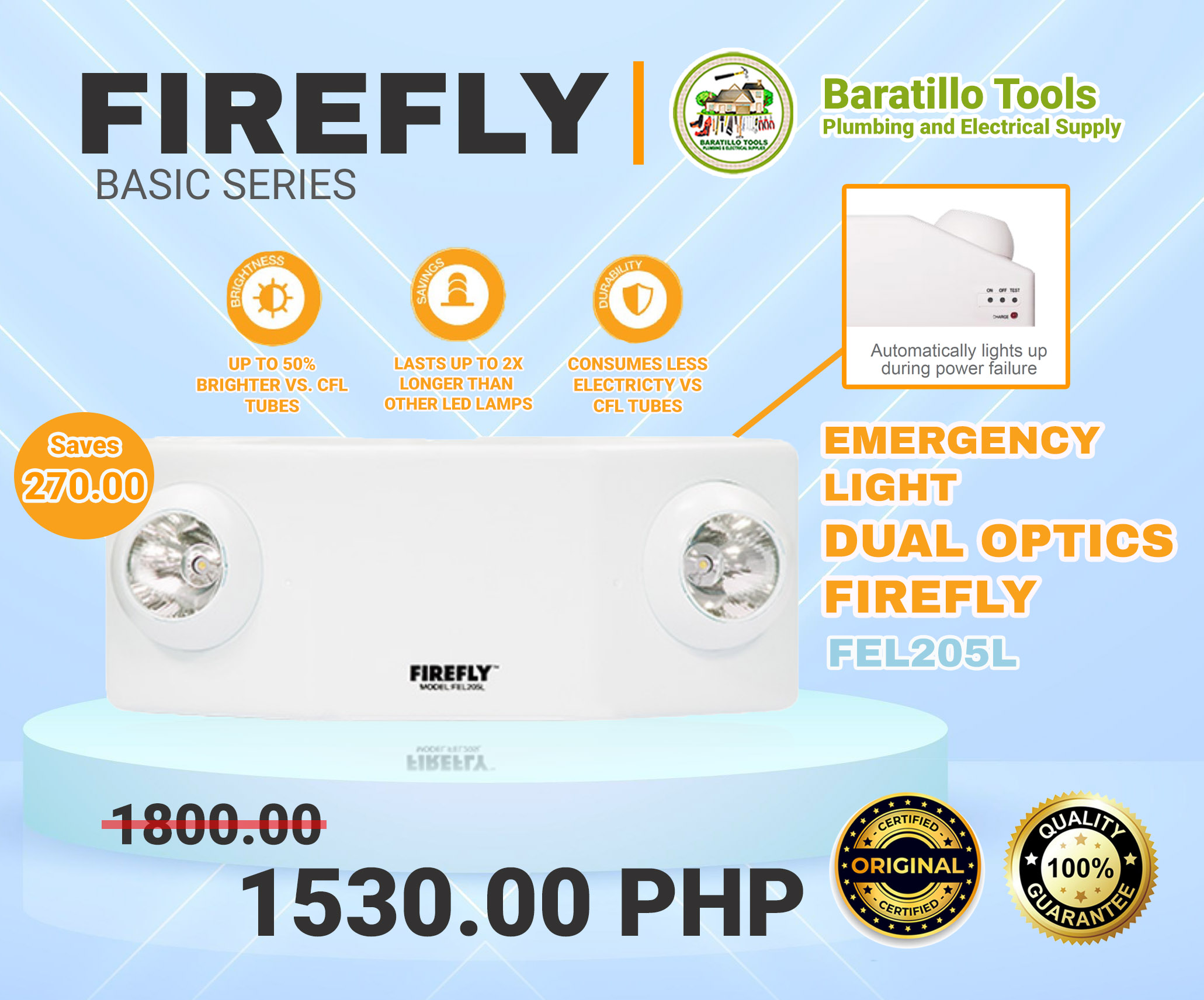 FIREFLY Emergency Light Dual Optics FEL205L Lazada PH