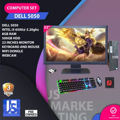 Computer Set / Dell 5050 / Intel i5 6500 / 3.20ghz / 8gb Ram / 500gb HDD / Intel HD Graphics / 22 Inches Monitor / Keyboard and Mouse / Mousepad / Wifi Dongle / Win 10 / Ready to use