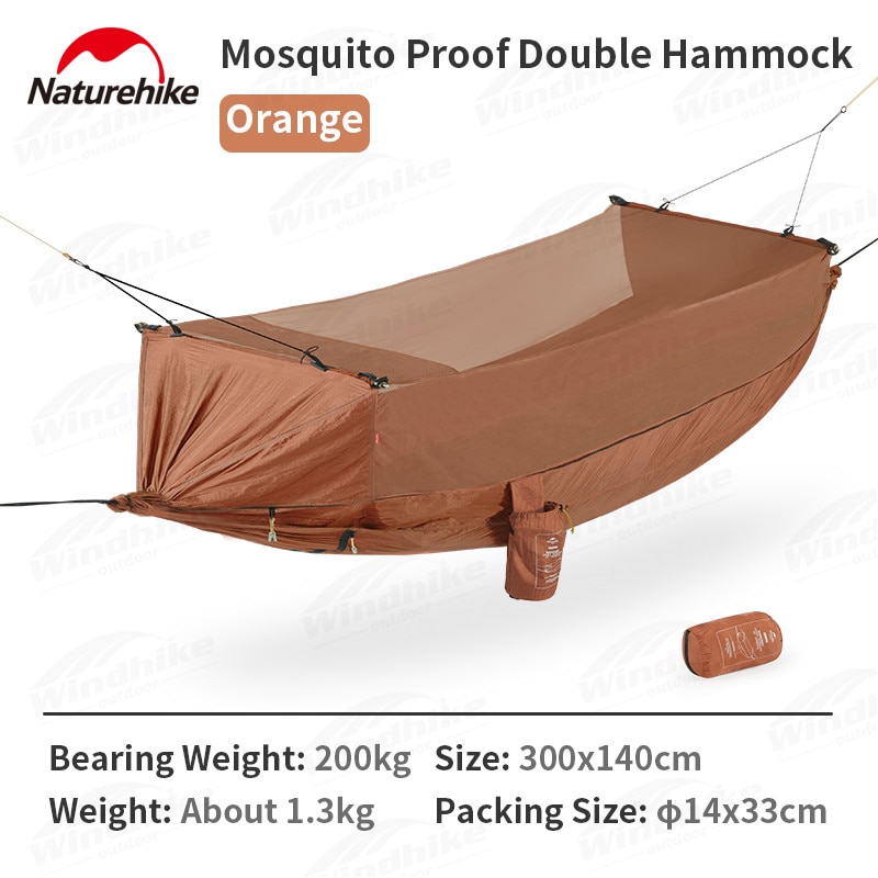 KEESIN Camping Hammock With Single Double Mosquito Net Ultra Light Travel Hammock 200kg Load Capacity And Breathable Outdoor Hammock For Camping Hiking Backpacking Outdoor Indoor Garden Gray Orange