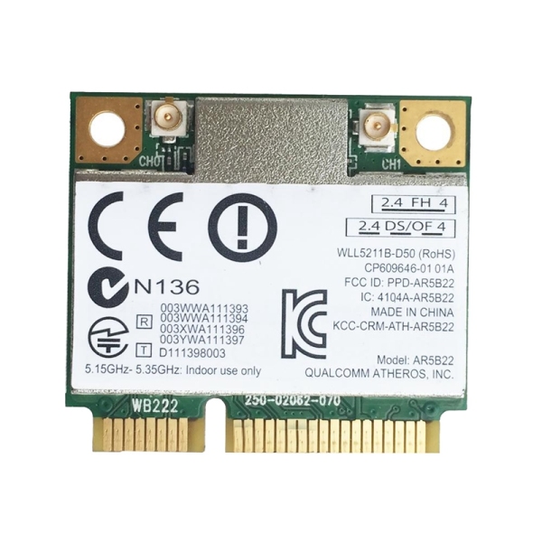 AR9462 AR5B22 WB222 Half Mini PCIe 300Mbps+Bluetooth4.0 WLAN Wifi Wireless Card
