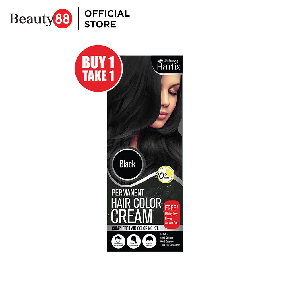 HairFix Permanent Hair Color Cream Kit 120ml B1T1 Black Lazada PH