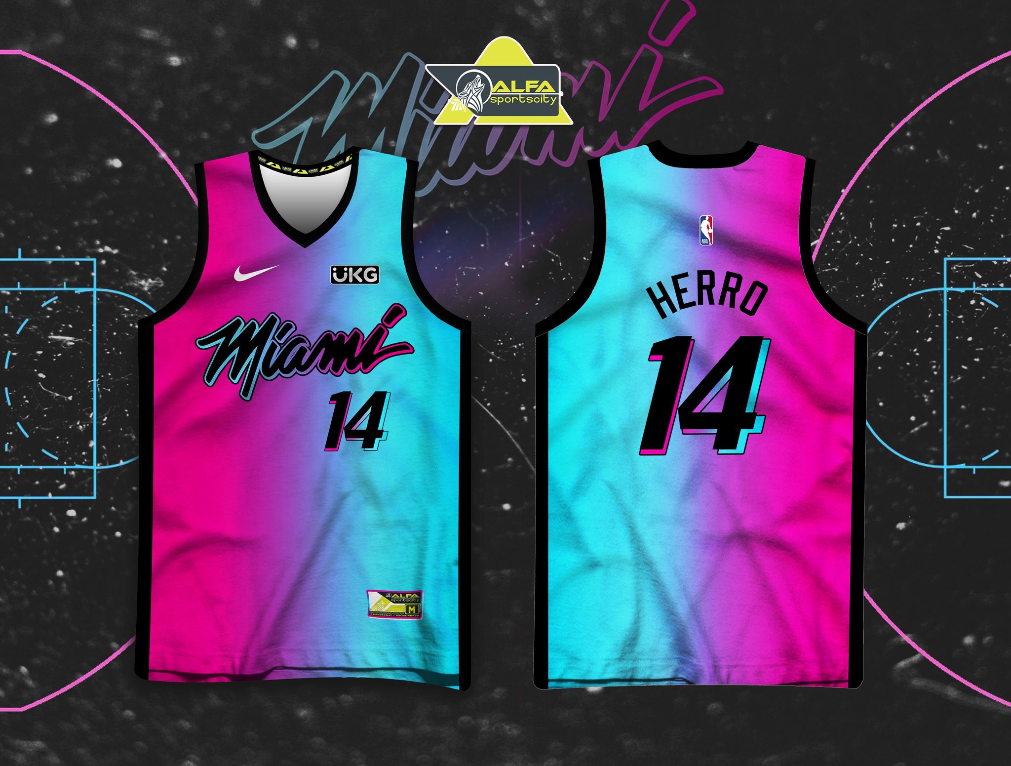 NBA DESIGN FULL SUBLIMATION Basketball JERSEY MIAMI HEAT BLUE PINK FREE  CUSTOMIZE OF NAME AND NUMBER