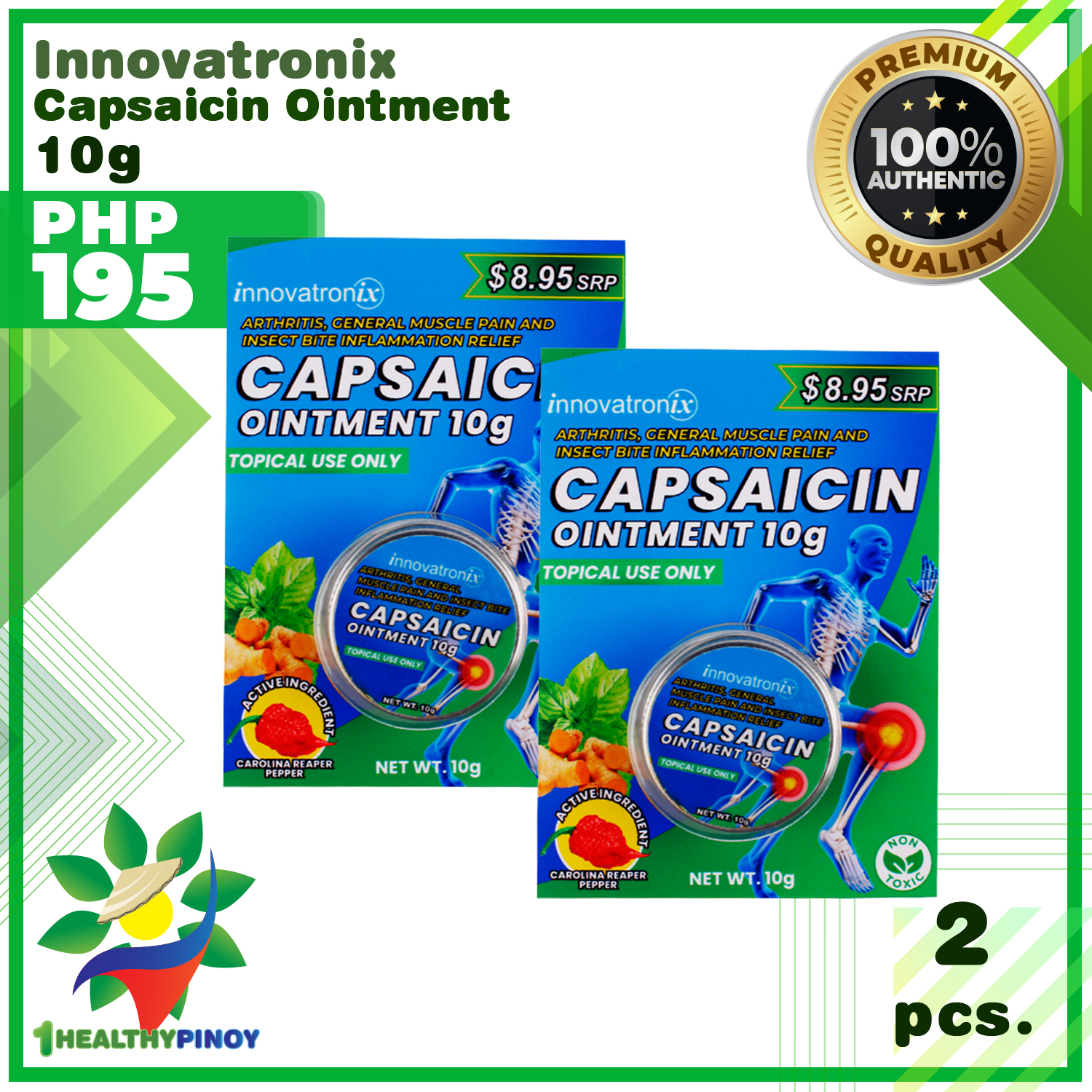 1HealthyPinoy 2 pieces Innovatronix Capsaicin Ointment 10g Anti