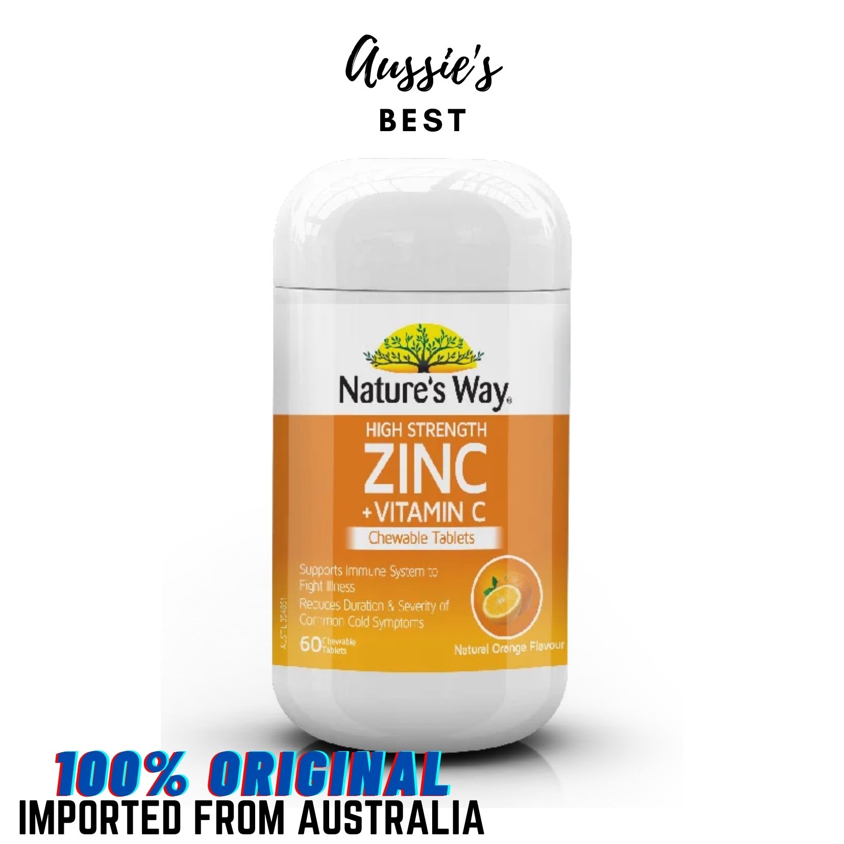 NATURE'S WAY High Strength Zinc + Vitamin C (60 chewable tablets