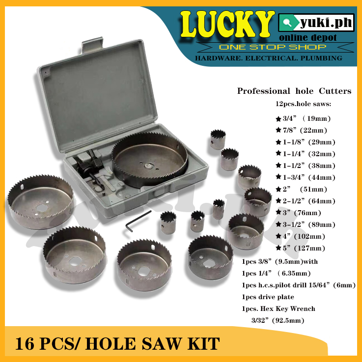 16 PIECE HOLE SAW KIT WOODWORKING 16 in 1 ROUND HOLE SAW Lazada PH