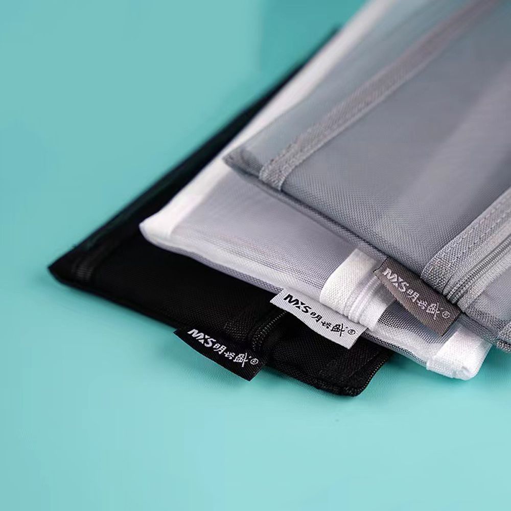 bóp viết túi đựng bút 铅笔盒 笔袋 MMLUCK Hộp Đựng Bút Chì Nylon Đôi Đơn Giản Hộp Bút Tài Liệu Túi Đựng Mỹ Phẩm Hồ Sơ Trong Suốt Túi Đựng Bút Chì Lưới Đôi Đồ Dùng Văn Phòng Phẩm Trường Học