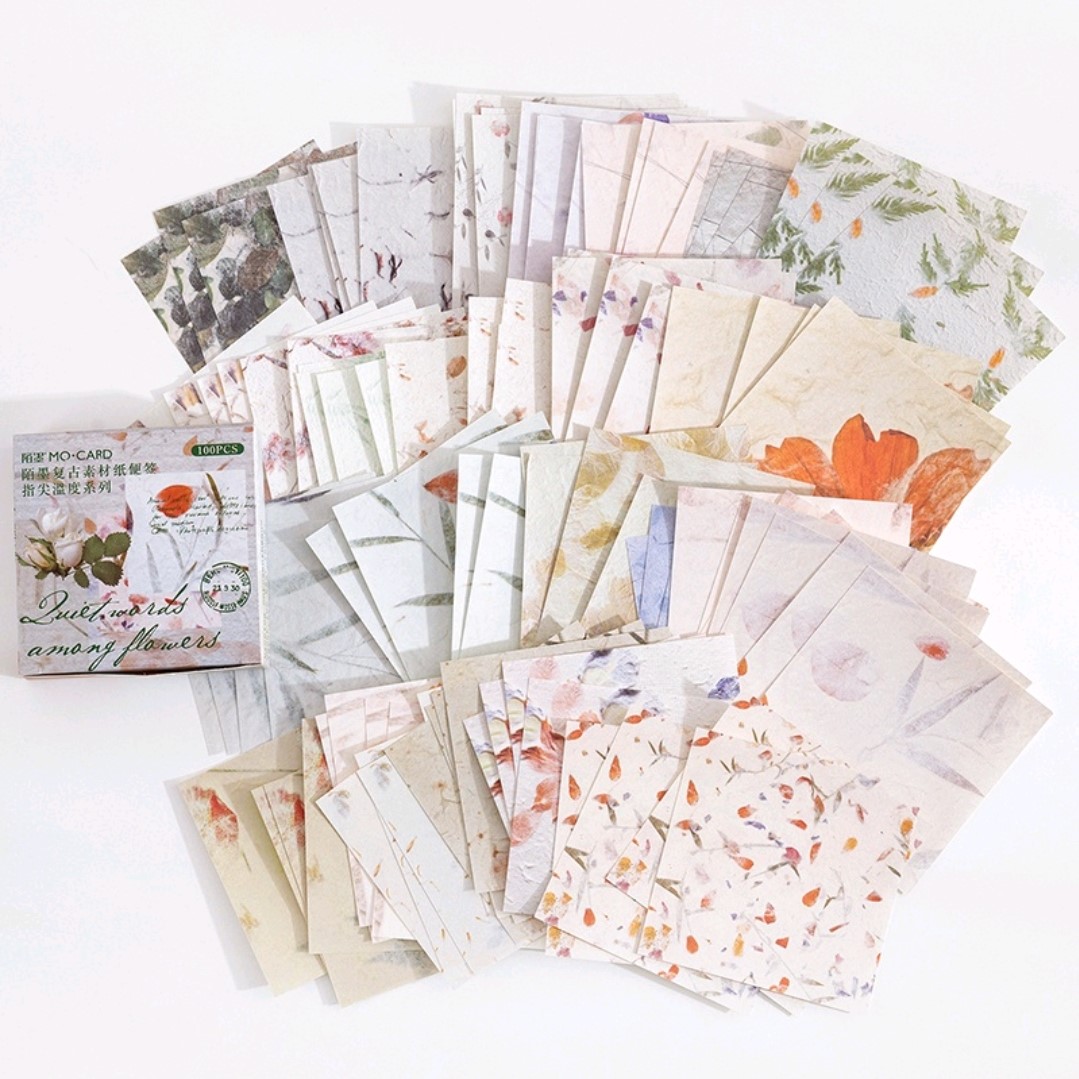100piece Vintage Floral Scrapbook Journal Decorative Paper Sheets