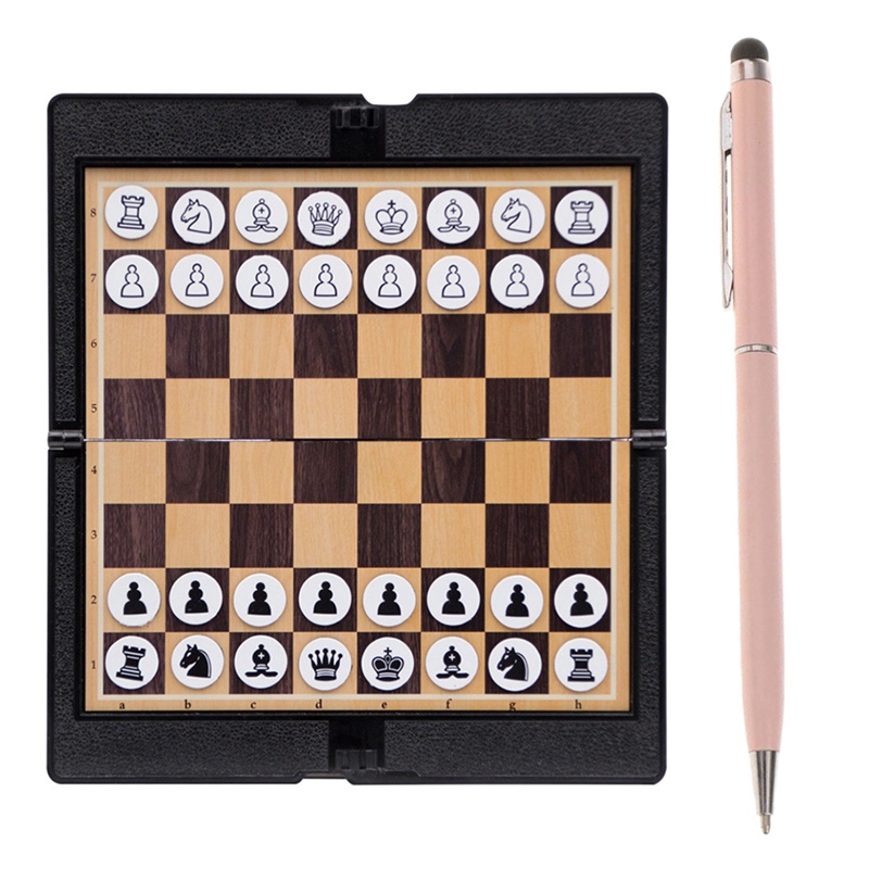 Mini Magnetic Chess Set Wallet Appearance Portable Folding Chessboard Board & Digital Pen for Press Screens