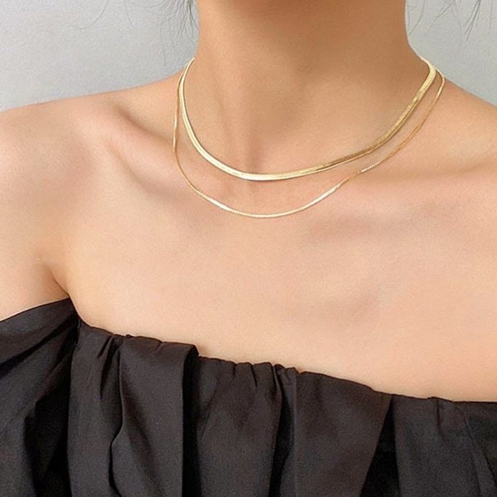 Layered Herringbone Chain Necklace | RIVIERA JEWELRY