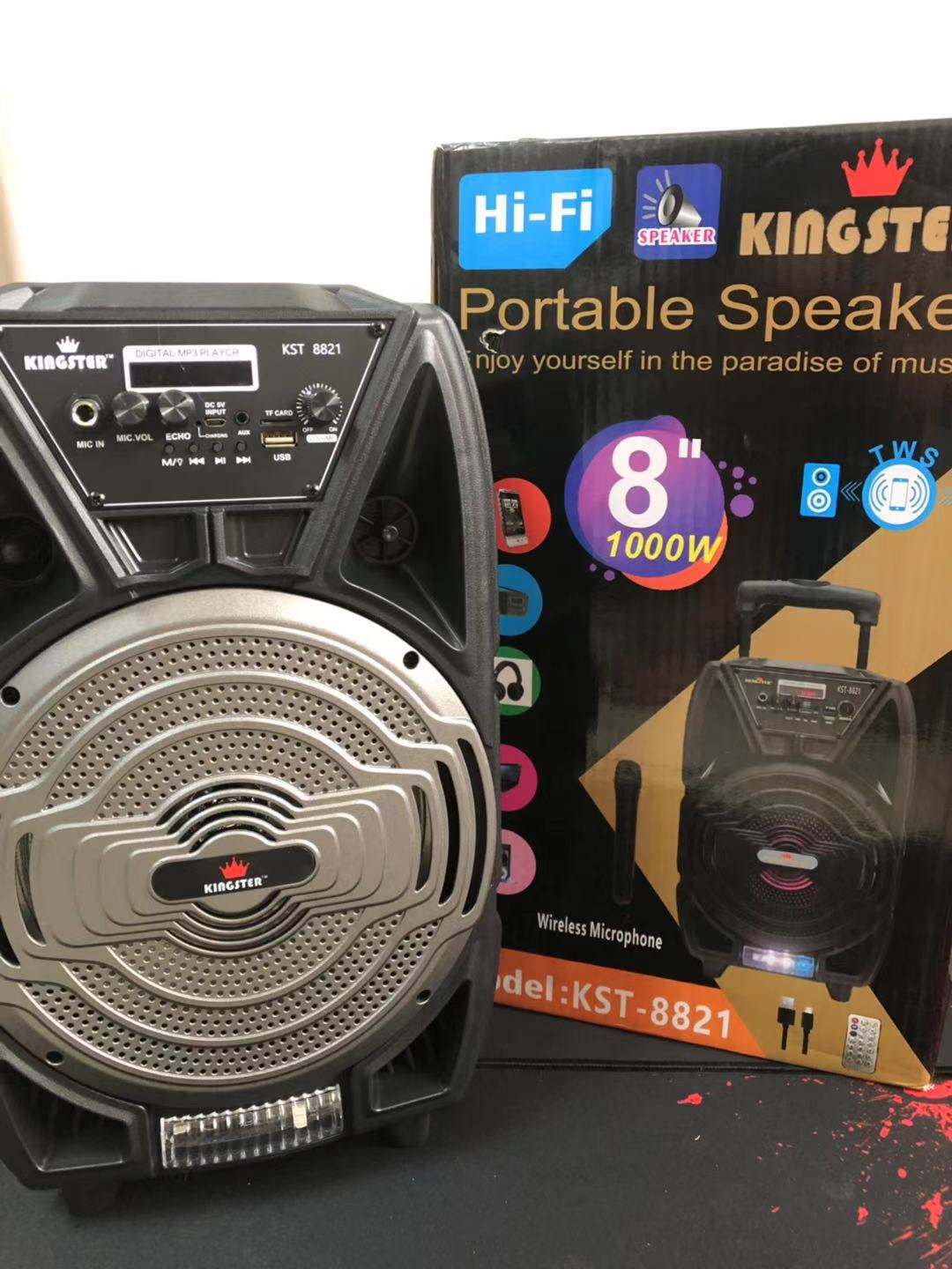 KINGSTER KST8821 Karaoke Wireless Bluetooth Portable Speaker with FREE