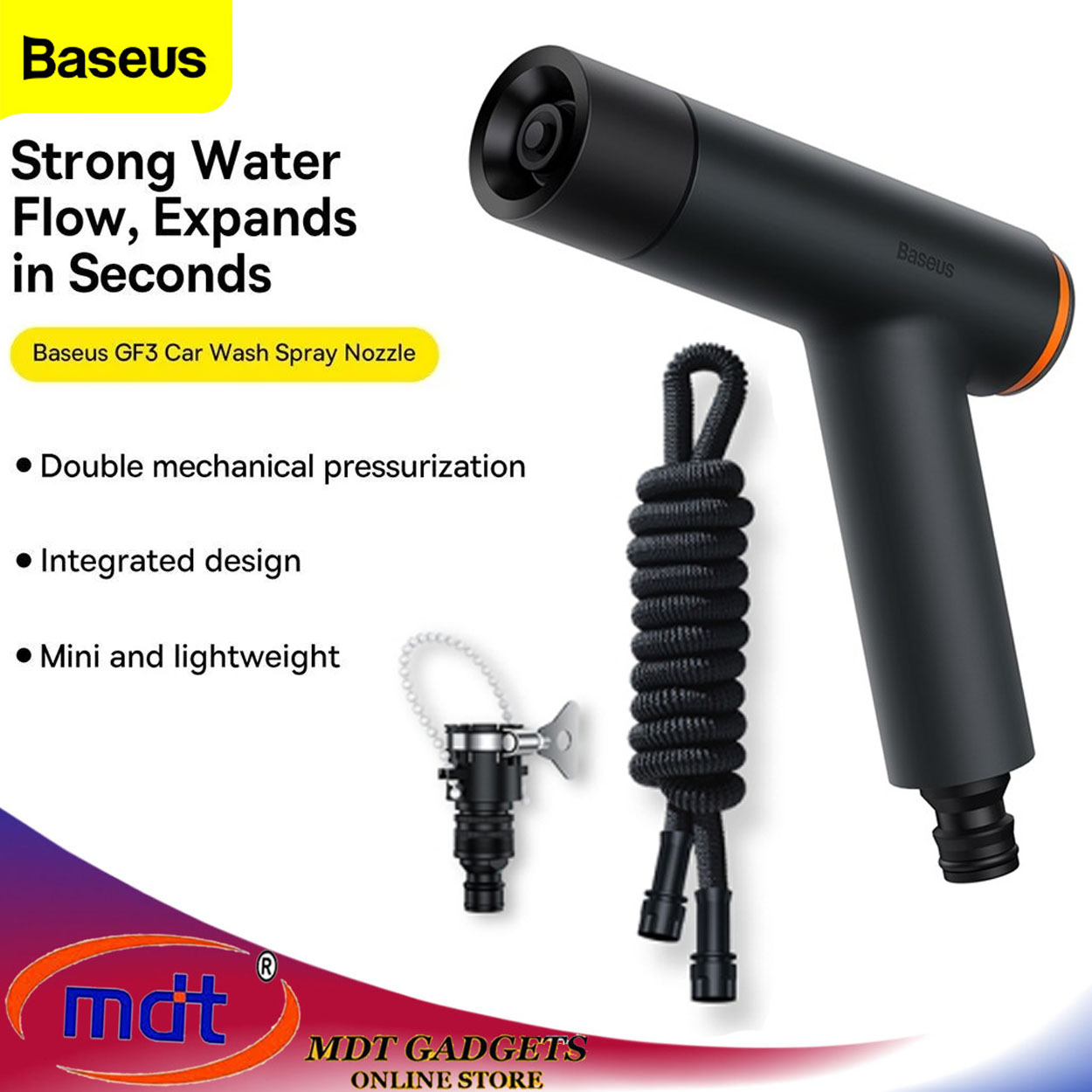 BASEUS GF3 Car Wash Spray Nozzle High Pressure Vehicle Cleaning