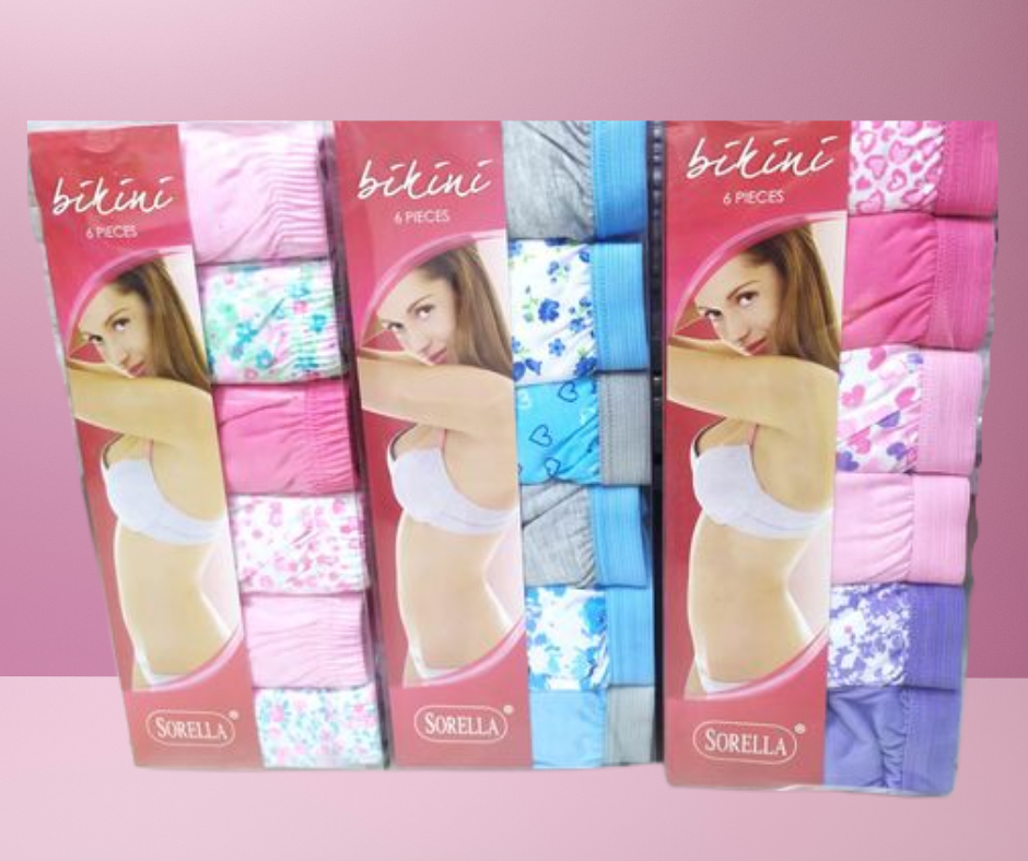 Soen ladies 6 in 1 bikini premium cotton spandex underwear comfy fit for  women's Adult original