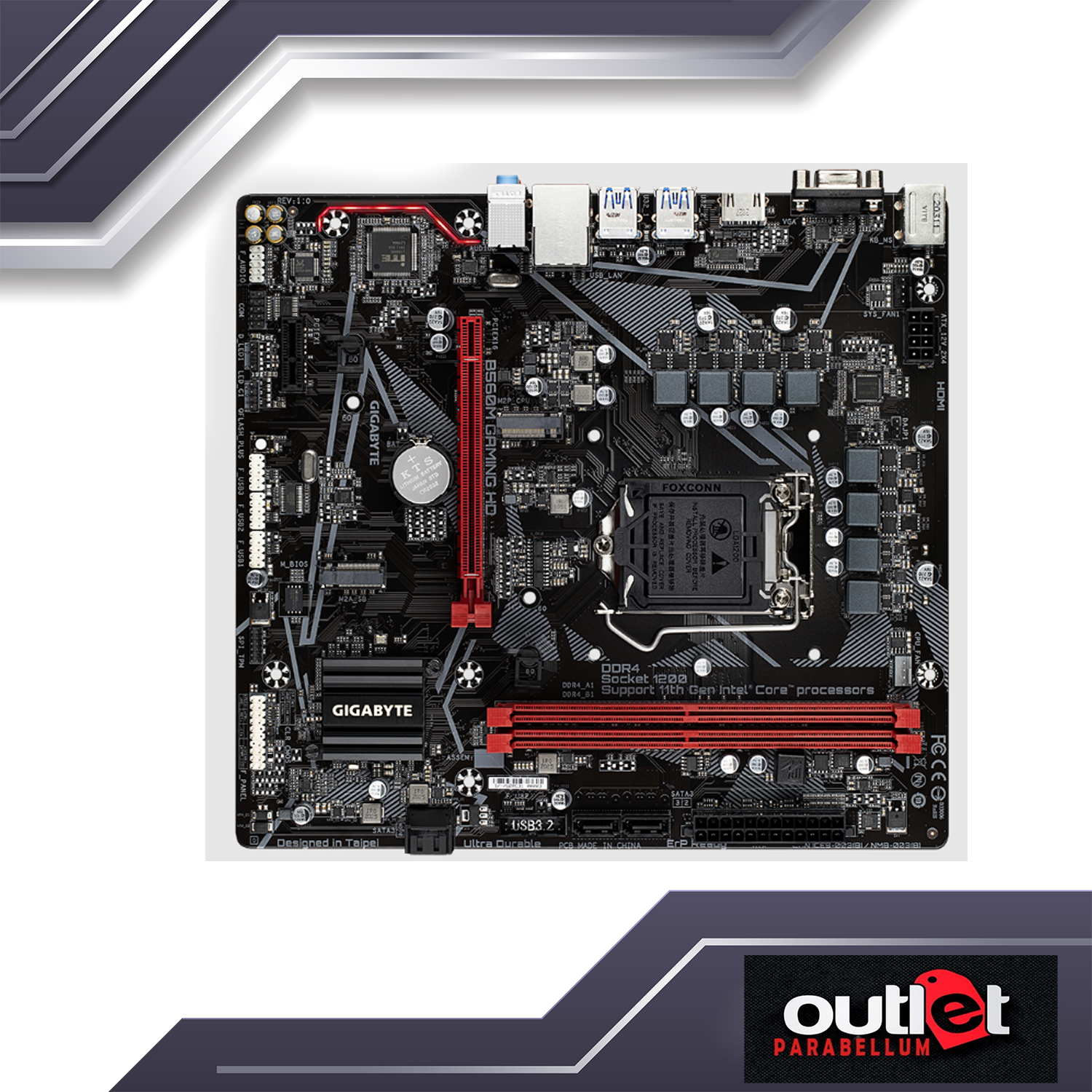 REFURB GA-B560M-GAMING-HD GIGABYTE INTEL B560 DIRECT 6+2 PHASE DIGITAL VRM,  PCIE 2XDIMM GIGALAN Motherboard
