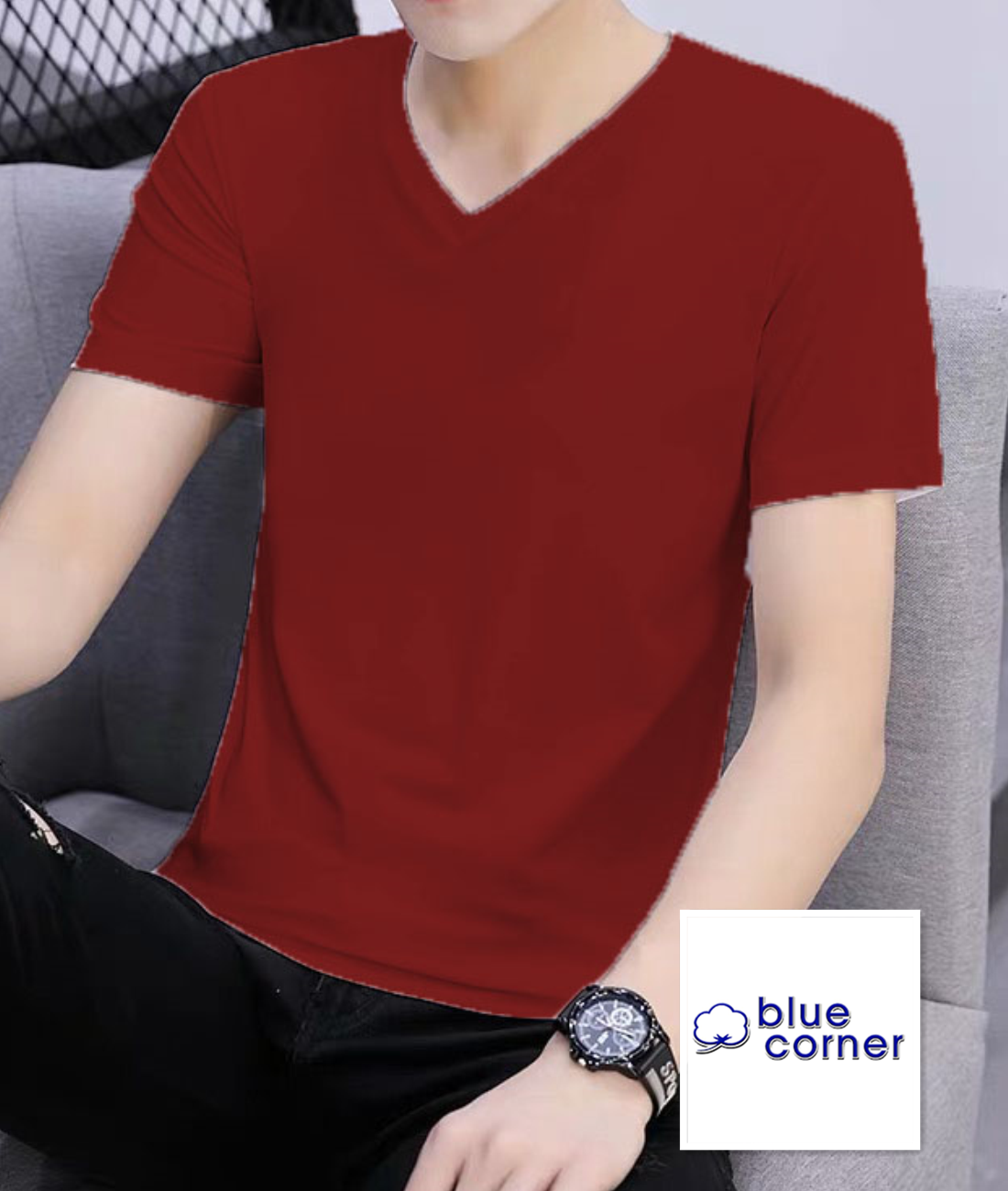 v neck maroon t shirt