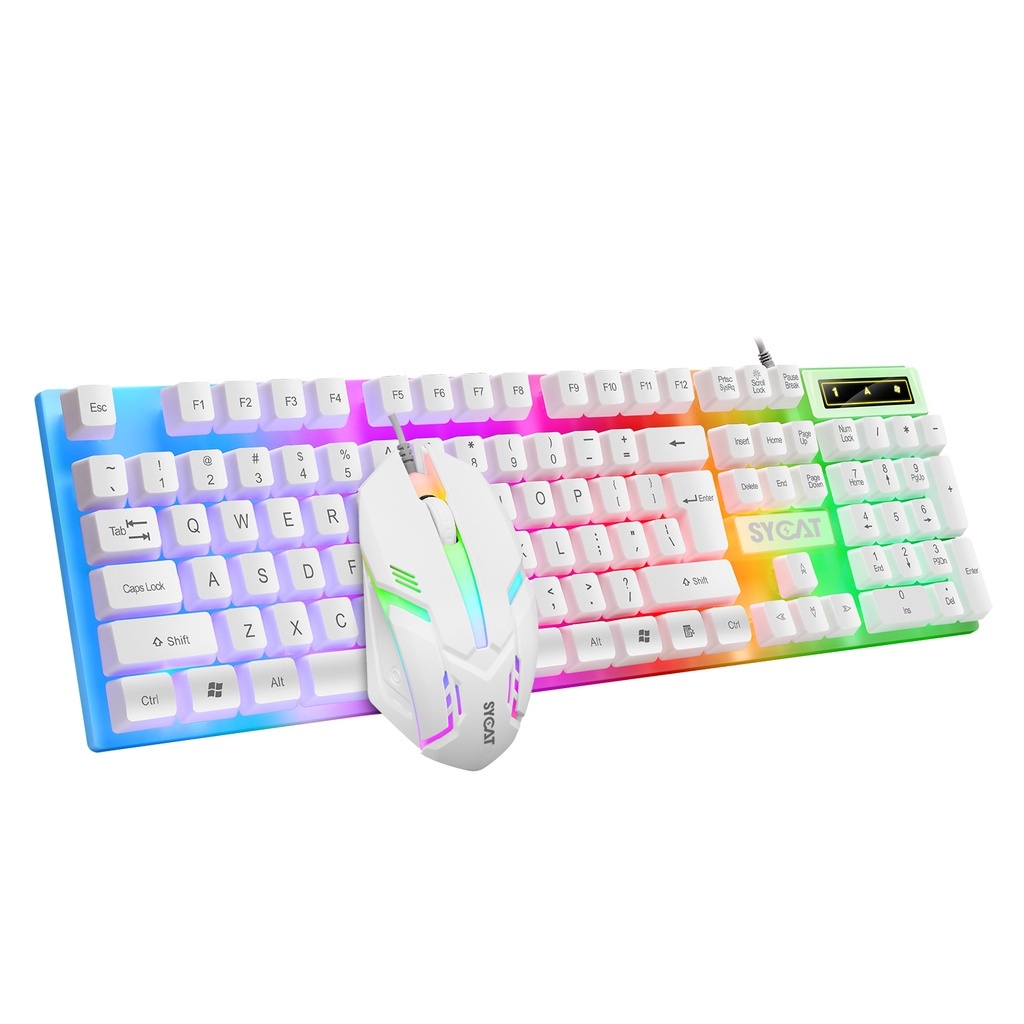 SYCAT S01 Pink Keyboard And Mouse Set RGB LED Backlit Gaming For Laptop ...