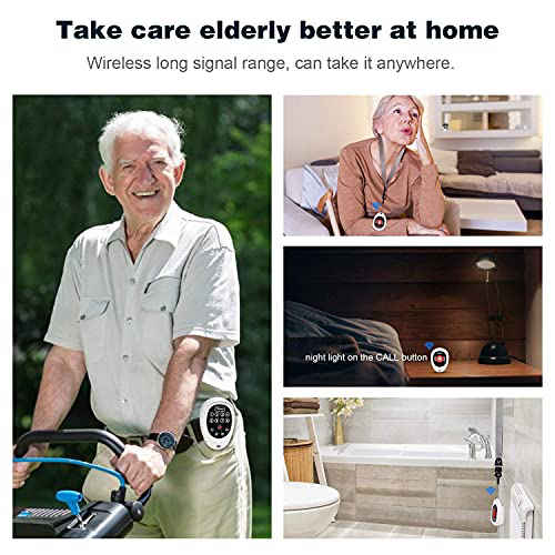 1 Call Button only,Can not Work Without Receiver Chtoocy Rechargeable Wireless Caregiver Pager Alert Patient Help System for Elderly Smart Call Button Transmitter with Receiver Nurse Calling 1000Ft 