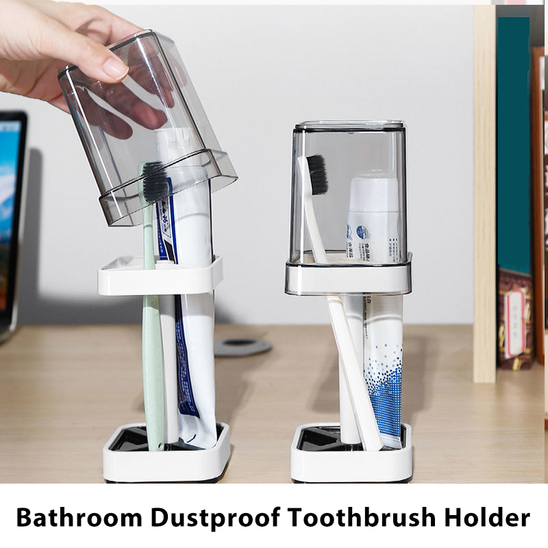 Bathroom Dustproof Toothbrush Holder with Cover Box Toothpaste Bracket