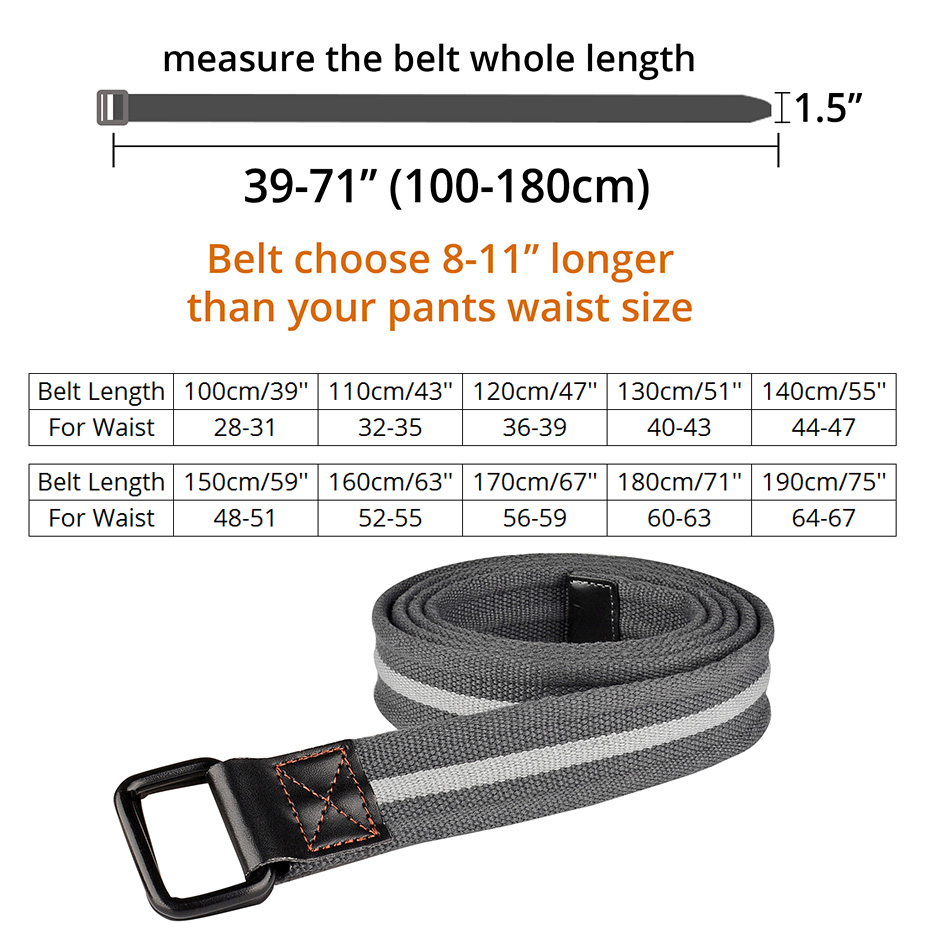 Men Plus Size 47'' To 75'' /190cm Automatic Buckle Heavy Nylon Belts for Pants 