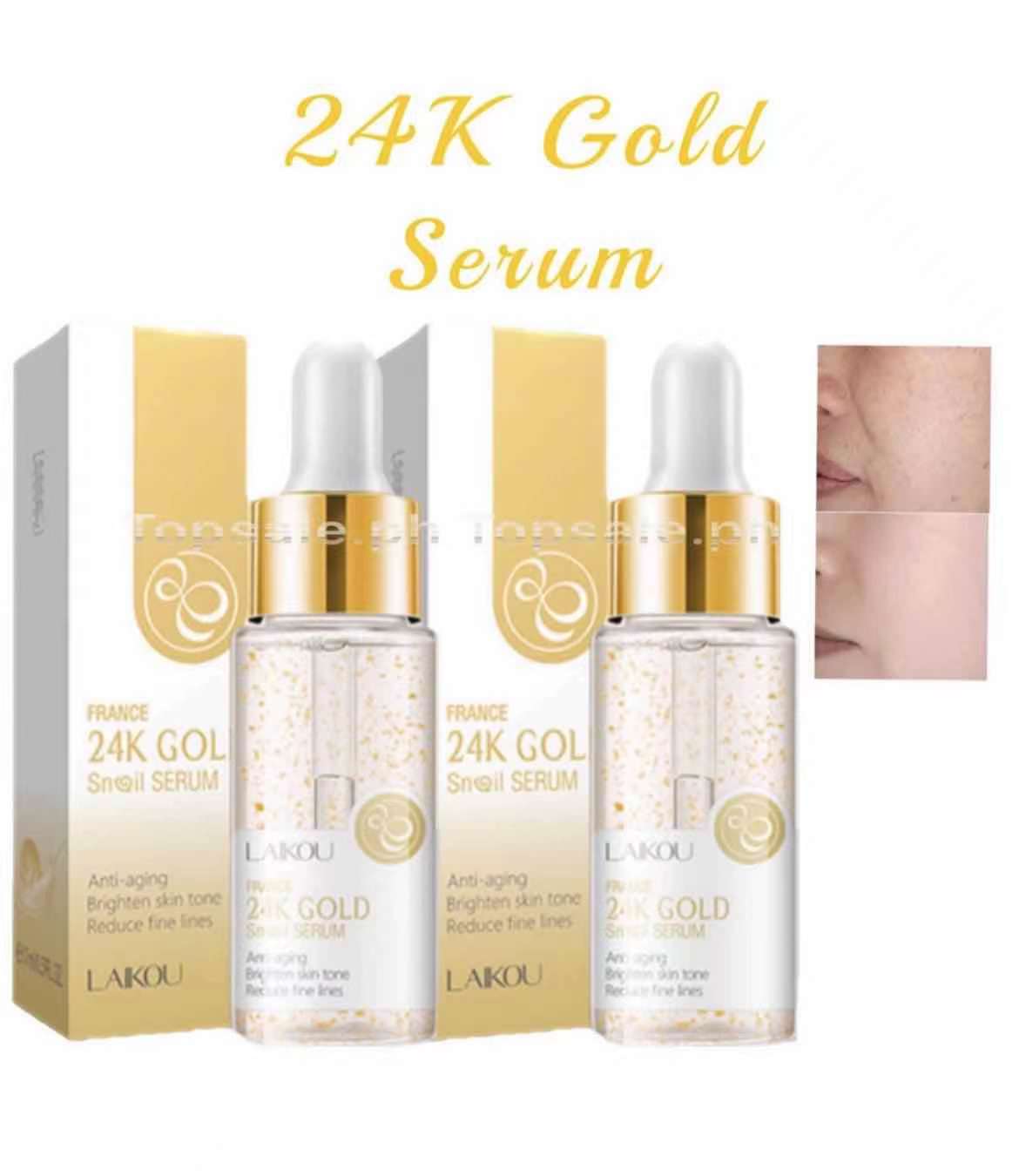 ( Set of 2 )LAIKOU 24k Gold Snail Essence High Concentrated Gold Foil ...