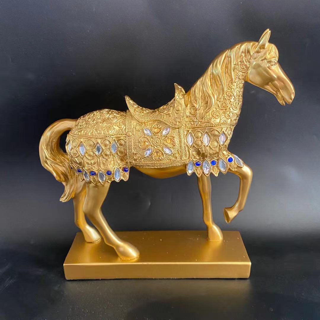 Gold Lucky Horse Art Statue Sculpture Animal Steed Display Figurine Resin  Art & Craft Home Desk Office Gift Decoration Accessories | Lazada PH
