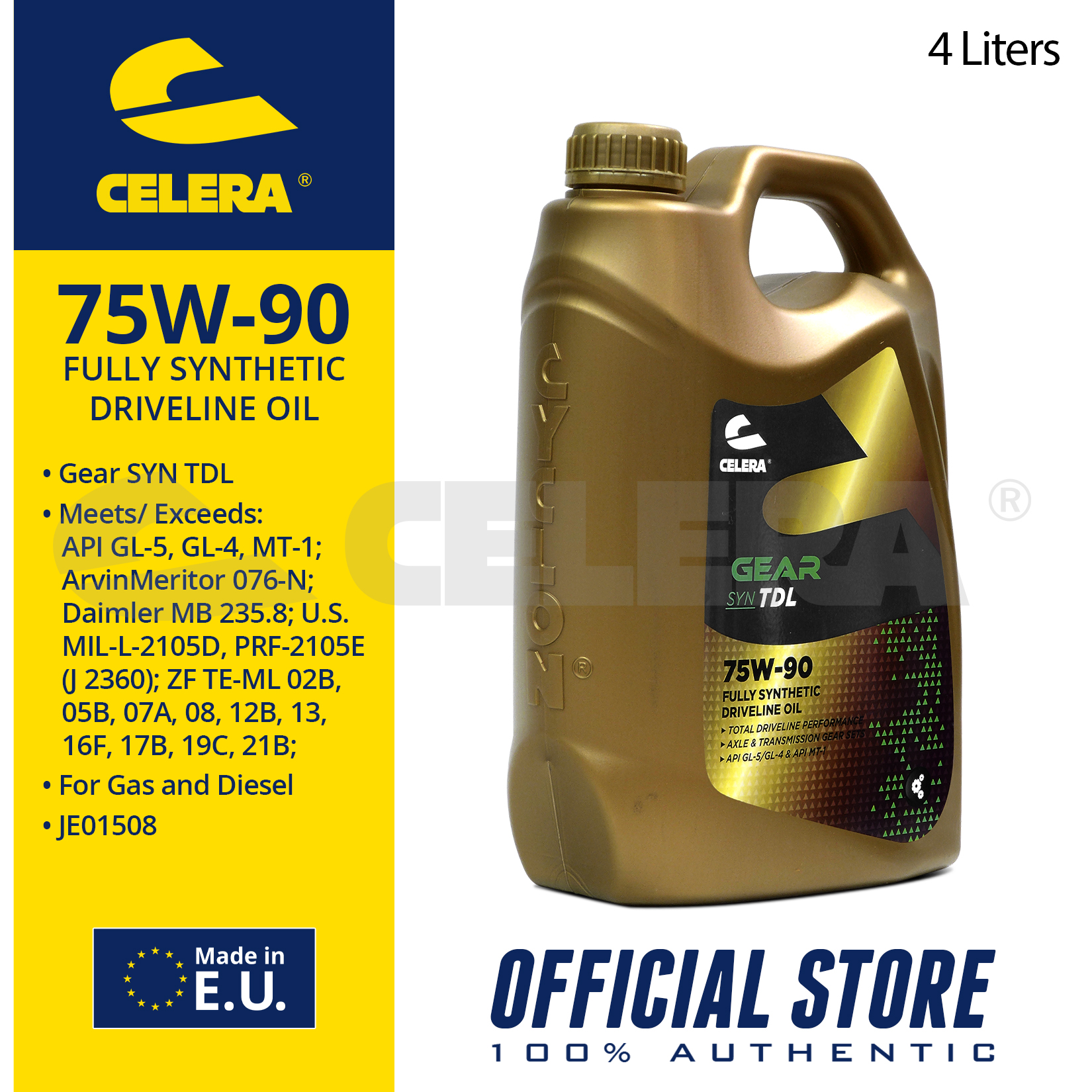 CELERA Gear SYN TDL 75W90 Fully Synthetic Car Gear Oil 4L JE01508