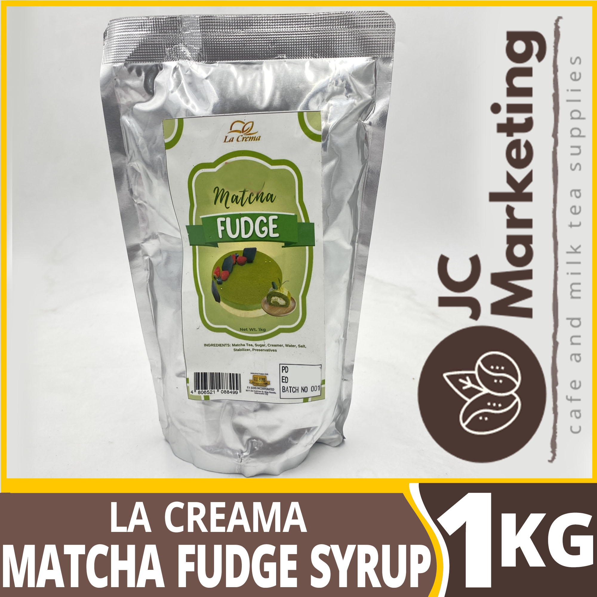 La Creama Matcha Fudge Syrup 1kg For Cocktails, Soda Icing Topping