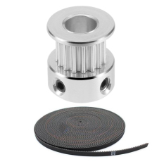 1Pcs Aluminum GT2 16 Teeth 6Mm Bore Timing Belt Pulley Flange Synchronous Wheel for 3D Printer & 1Pcs 6Mm GT2 RF Fiber Glass Reinforced Rubber Timing Belt, 10 M