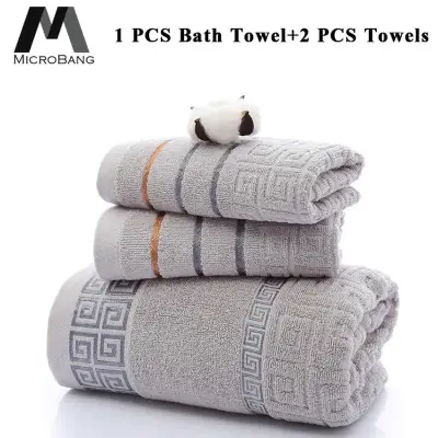 MicroBang Bath Towels Set 100% Cotton Natural Bathroom Towels ,Bath Towel Size 70*140cm , 2 Towels Size 34*70cm