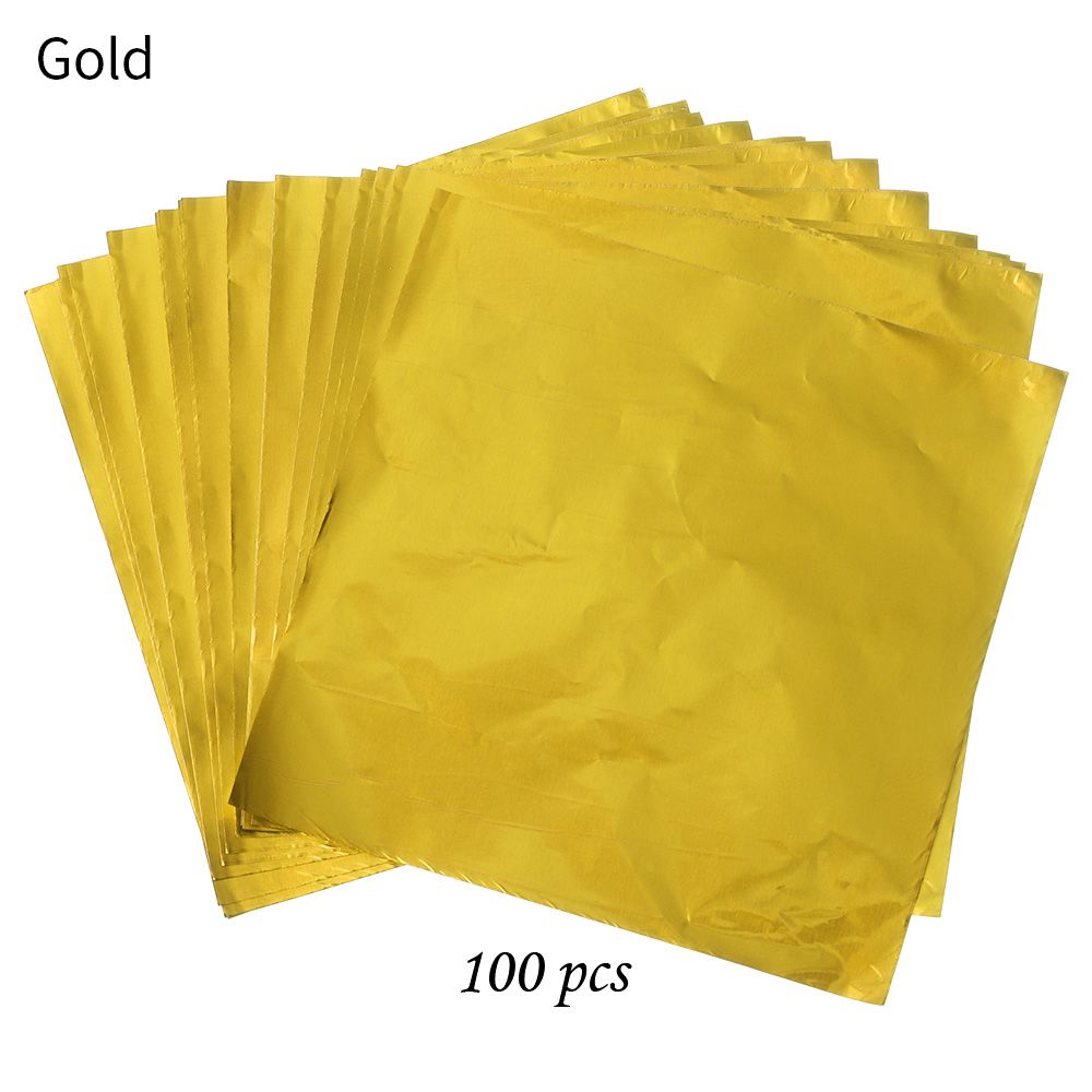 100 pcs Golden aluminum foil Candy Chocolate biscuits tin wrapping