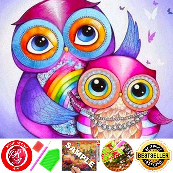 DIY Owl 5D Diamond Painting Handicraft Home Decor Embroidery Cross Stitch 30*30