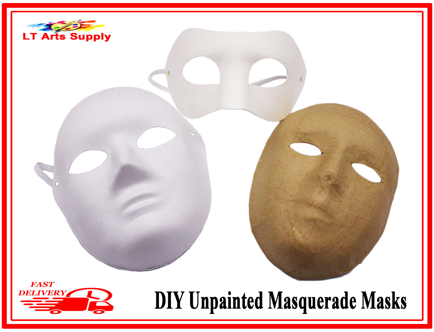 Unpainted Half Face Cracked Phantom Masquerade Mask - Black