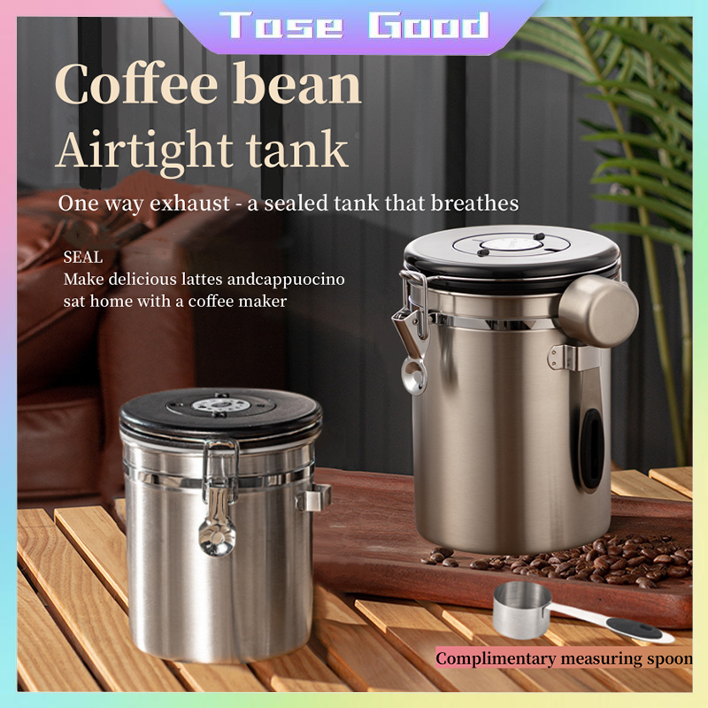 Coffee Canister Airtight Steel Storage One Way Valve Coffee Container