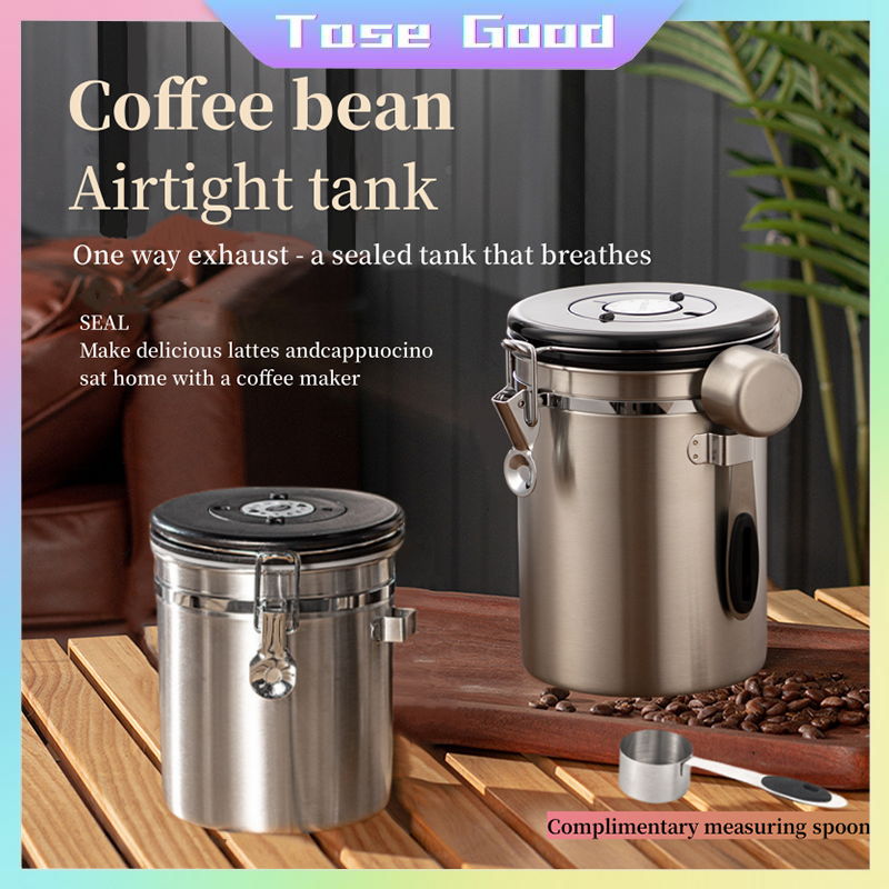 Stainless Steel Airtight Coffee Container Storage Canister Set Coffee jar  Canister With Scoop For Coffee Beans Tea 1.5L/1.8L