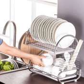 2 Layer Stainless Dish Drainer Rack