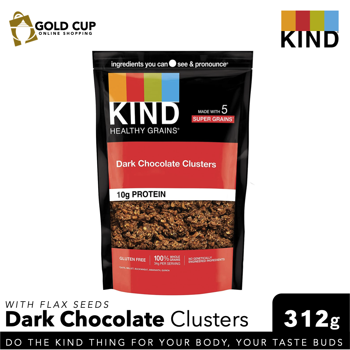 Kind Dark Chocolate Whole Grain Clusters 312g (KIND Healthy Grains