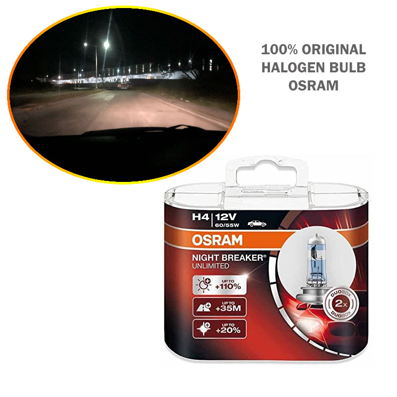 2pcs Original Osram H4 9003 12V 60/55W 64193NBU Night Breaker Unlimited Car  Hi/lo Beam Halogen Headlight Duo Box