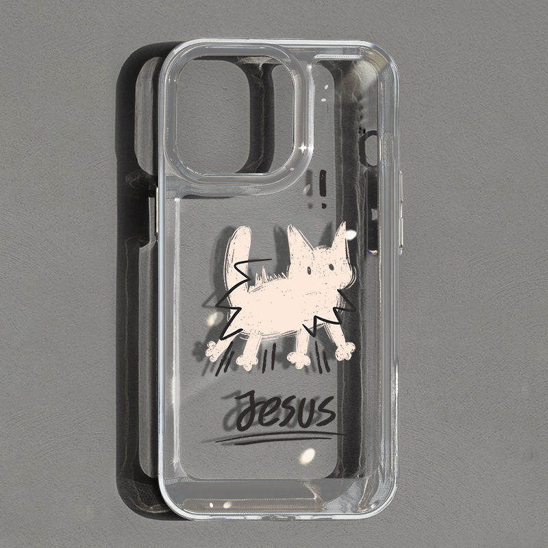For IPhone 14 Pro Max IPhone Case Thickened TPU Soft Case Clear Case Shockproof Cute White Cat Compatible with For 13 11