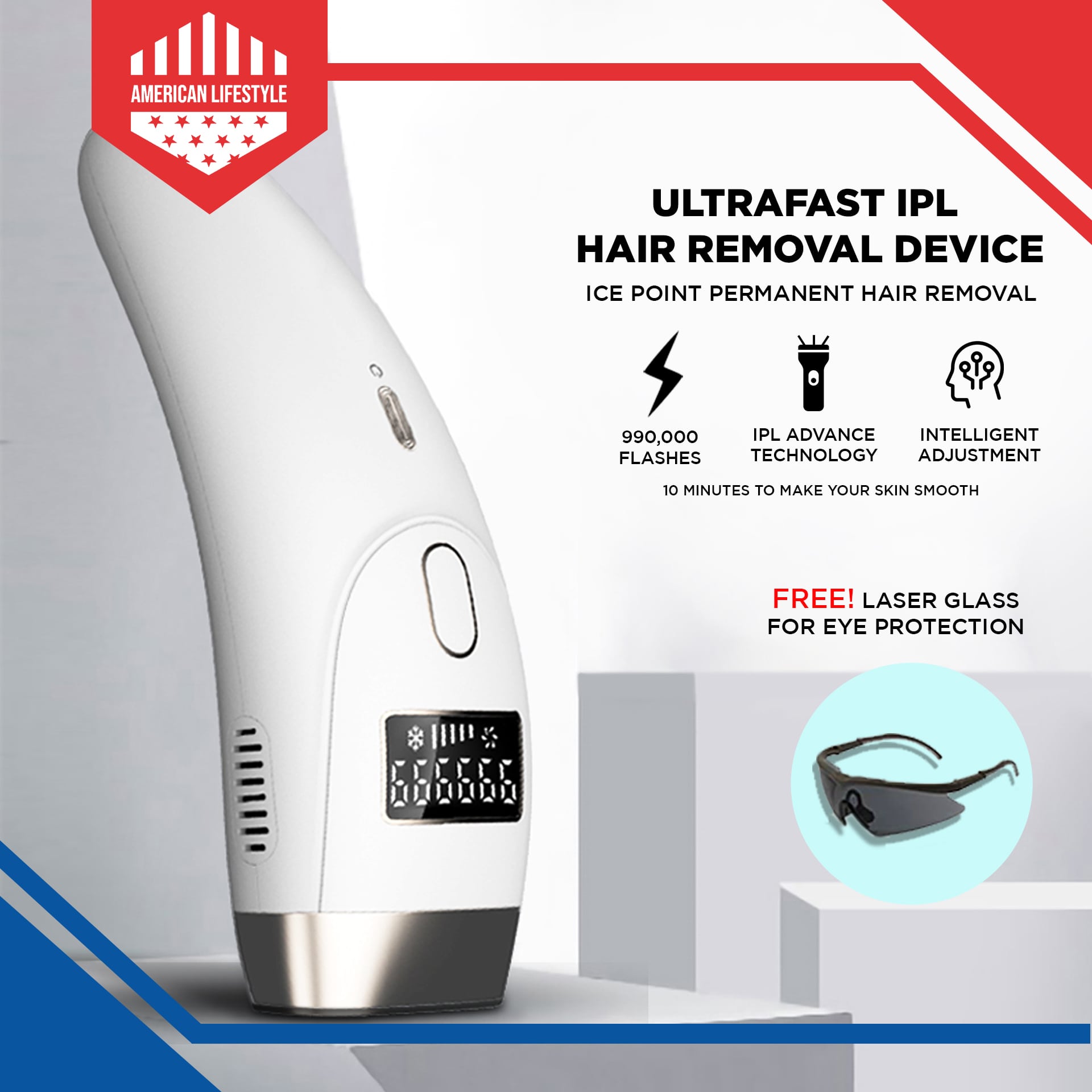 American Lifestyle Ultra Fast Painless IPL Hair Laser Removal Machine Hair  Removal Permanent Equipment Rating For Body And Face Lcd Display Painless  Hair Removal Device for Both Men and Women Bikini, Legs,