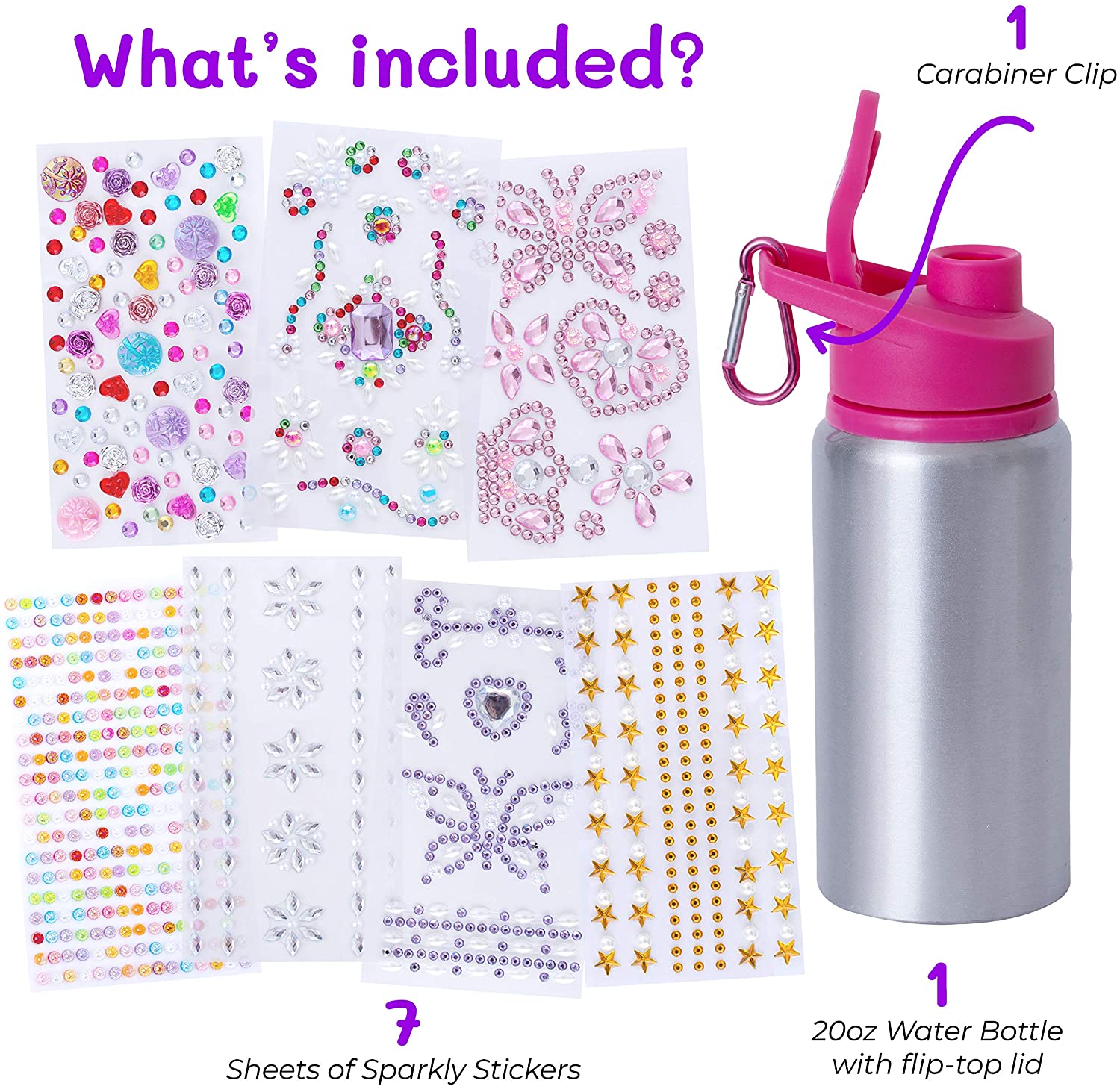 Pink Glitter Gemstone Water Bottle – Purple Ladybug