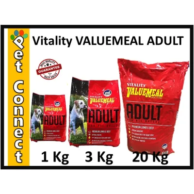 VITALITY VALUEMEAL Adult 1Kg, 3Kg or 20Kg ORIGINAL PACKAGING Dog Food for Adult Small Bites